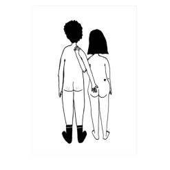 Affiche A4 Couple Nu De Dos - 21 X 29,7 Cm-Helen B Outlet
