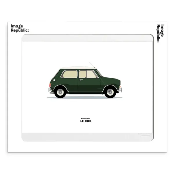 affiche_le_duo_mini_coope_SKU915d41f99dc2f6b3c579b949a895d087_0.webp Affiche Le Duo Mini Cooper Vert Fonce - 30 X 40 Cm-Image Republic Clearance