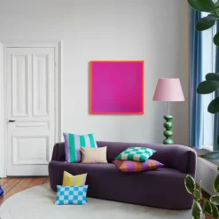 Coussin A Rayures - 60 X 60 Cm - Vert/Violet-FEST Amsterdam Sale