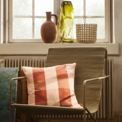 Coussin Grand A Carreaux En Lin Et Coton-Ferm Living