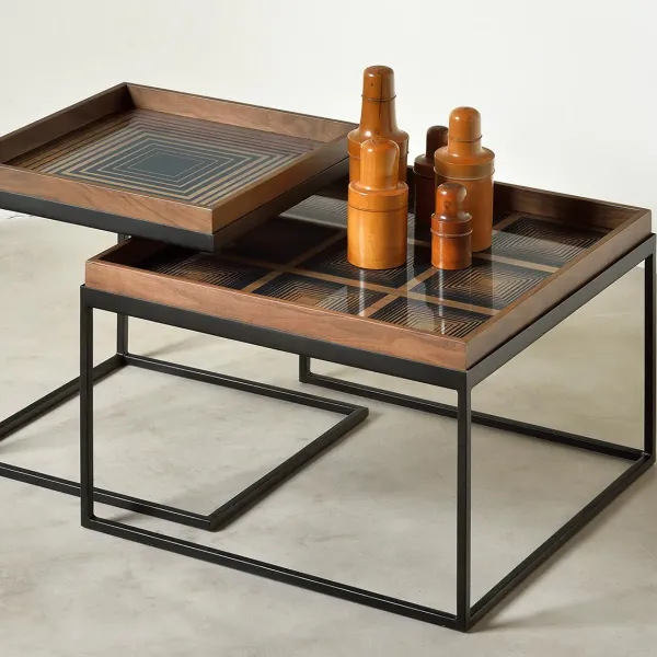 set_de__tables_a_plateau__SKUb5aee8c5bbf94bb6d91674487c35ea8a_2.webp Set De 2 Tables A Plateau Square En Metal Et Bois - L 39 / 52 Cm-Ethnicraft Best