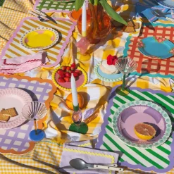Set De Table Biscotti A Rayures - 38 Cm X 48 Cm - Bleu & Jaune-Fleux Sale