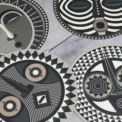 Set De Table Rond Masque Africain Maswa En Vinyle - O 38 Cm-Pôdevache Best