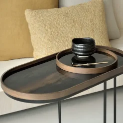 Table A Plateau Oblong En Metal Et Bois - L 69 Cm-Ethnicraft New