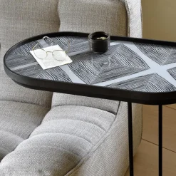 Table A Plateau Oblong En Metal Et Bois - L 69 Cm-Ethnicraft New