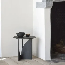 Table D'Appoint Geometric En Chene Noir Verni - O 51 X H 50 Cm-Ethnicraft Outlet