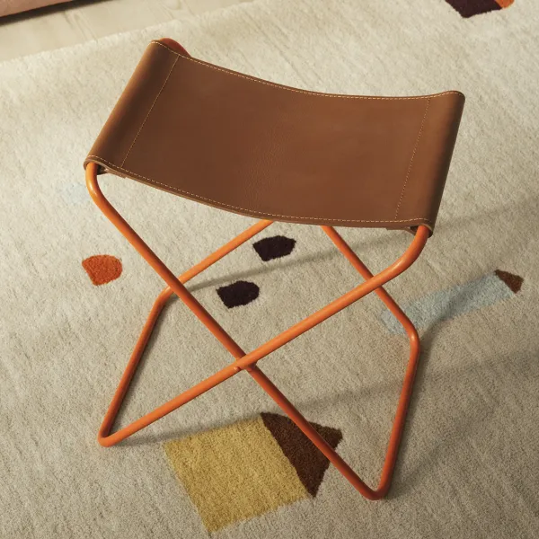 tabouret_pliant_nola_cuir_SKU581f9b898b73090b7d115606b3c9c47e_1.webp Tabouret Pliant Nola Cuir Et Fer - 39 X 31 X 45 Cm - Pumpkin Orange-Broste Copenhagen New
